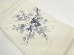 塩瀬手描き花に蔦模様名古屋帯